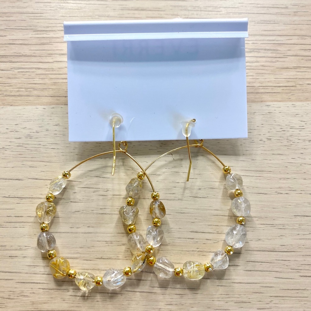 EVERRI - Semi Stone Hoop Drop Earring - Picture 3 of 3